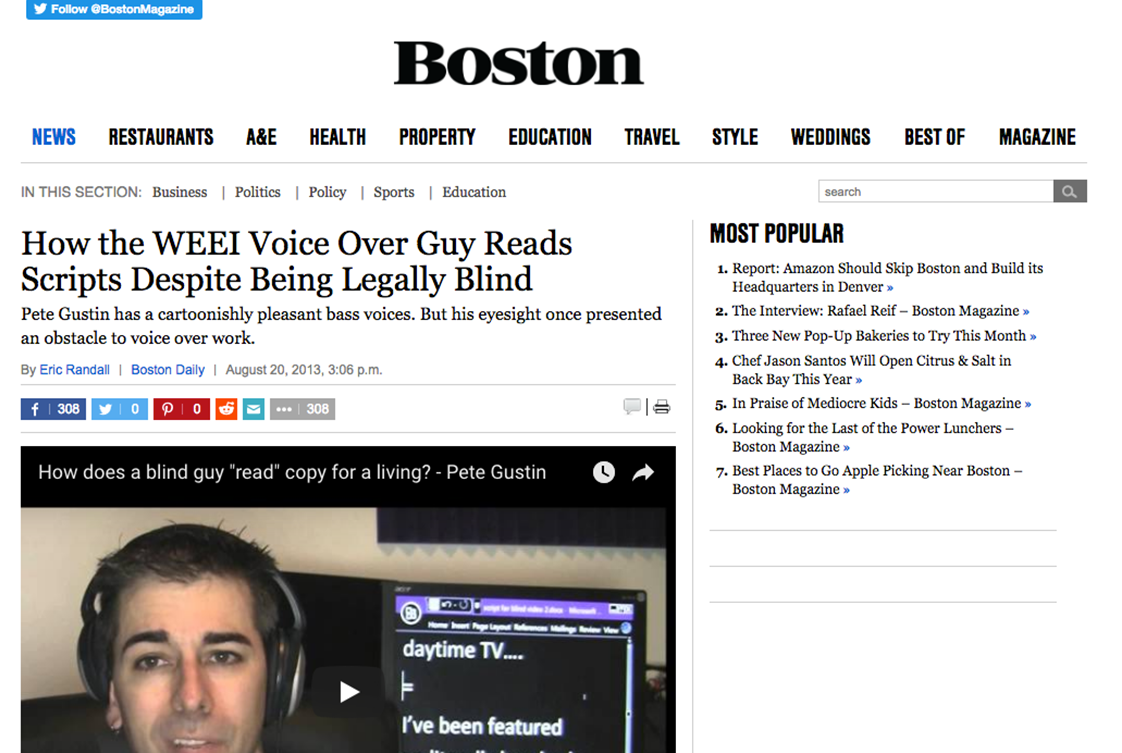 Boston.com Pete Gustin Article